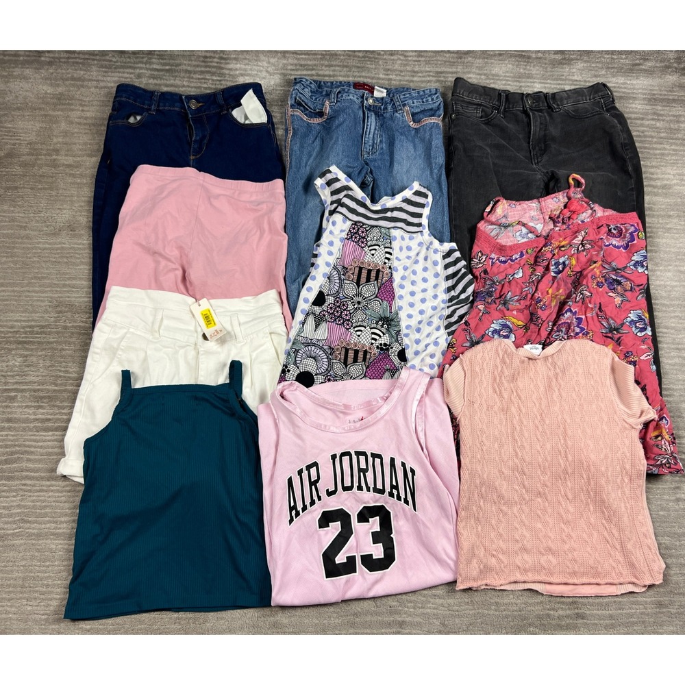 Lot of 10 Girls 10-12 Jordan Art Class Clothing Pink Blue White Jeans Tops